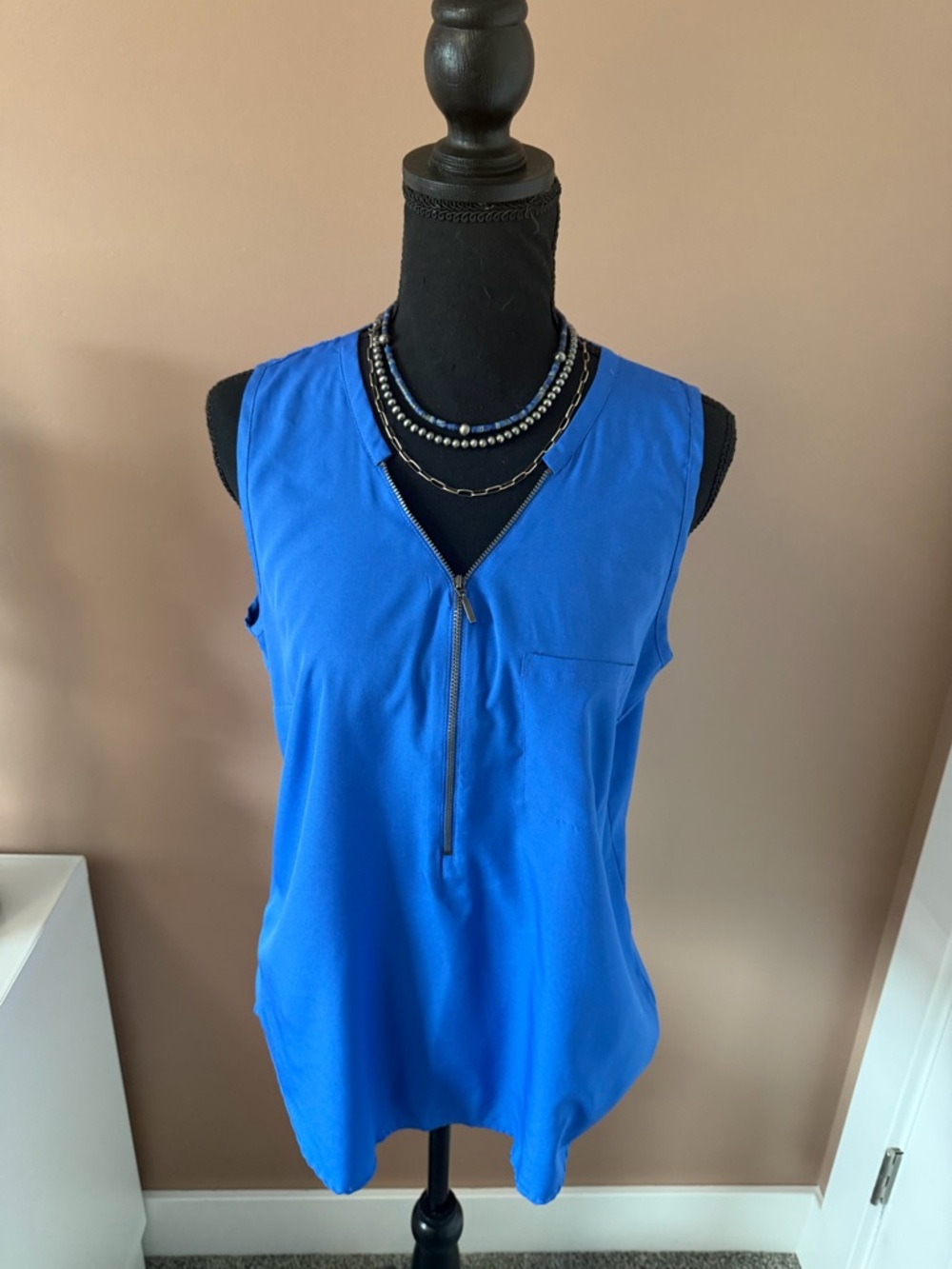 Banana Republic Electric Blue Sleeveless Zip-Front Tank
